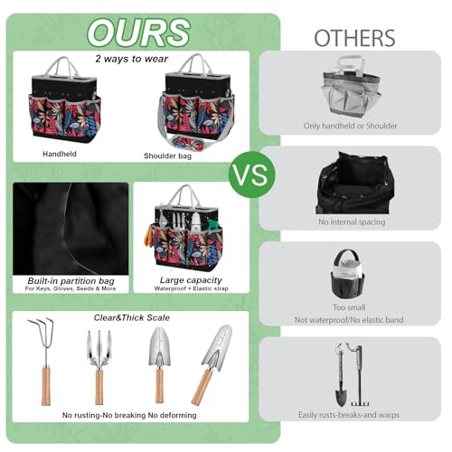 Gardening Tool Set with Tote Bag Heavy-Duty Garden Tools Gift for Beginning