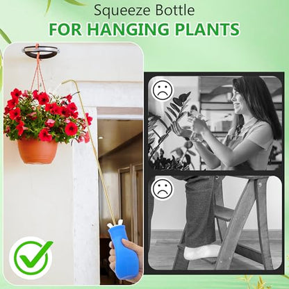 Squeeze Bottle for Hanging Plant, 19" Spout Water Can, Blue, 8 oz, 1 Pack - color: Blue