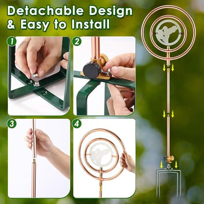 34" Ornamental Sprinkler, 360° Rotating, Double Ring Bird - style: Double Ring Clear Bird