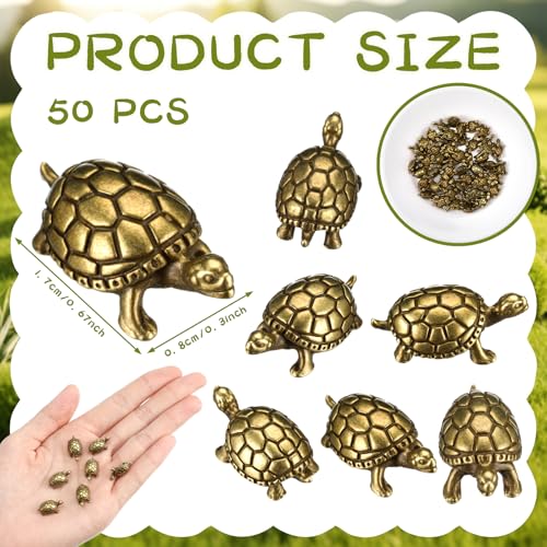 Civaner 50 Pcs Small Turtles, Mini Brass Figurines, Small Metal Tortoise - style: Turtle