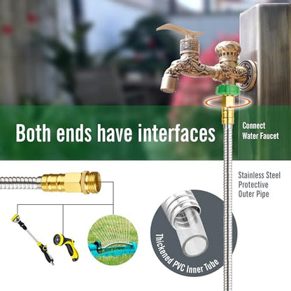 SKYWARD 3ft Stainless Steel Garden Hose, Leakproof, No Kink,F/M Connector - size: 3ft