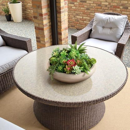 19" Dia x 6.3" H Weathered Concrete Bowl Planter, Large Succulent Pot - color: Natural, size: Medium