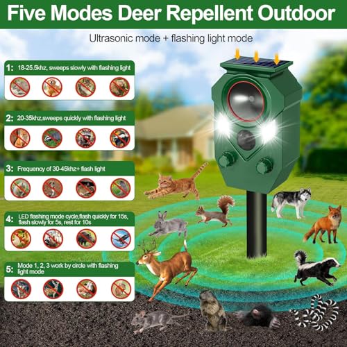 Solar Powered Ultrasonic Animal Repeller with PIR Sensor, 2 Pack - size: 2 Count (Pack of 2)