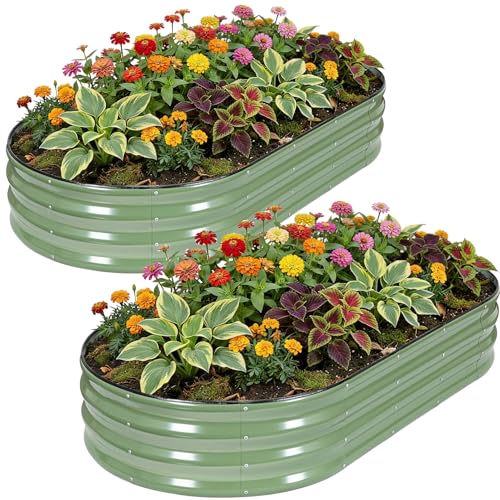 Galvanized Raised Garden Bed,2 PCS 6x3x1ft Planter Box,OliveGreen - color: Olive Green, size: 6x3x1ft (2pcs)