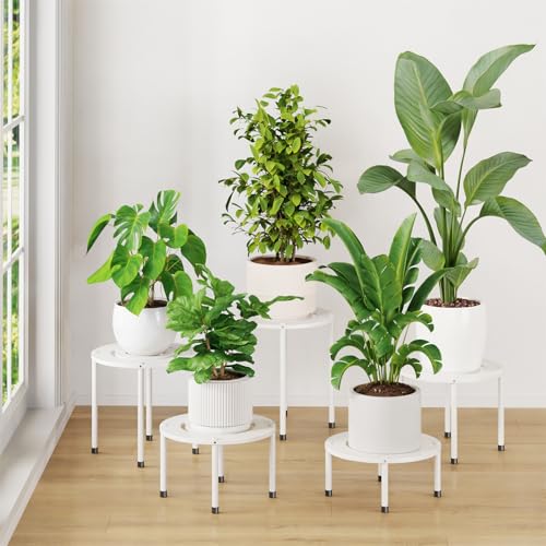 iDavosic.ly 5-Pack Metal Plant Stands for Indoor Outdoor, 10'' Small, White - color: White, size: 5 Packs