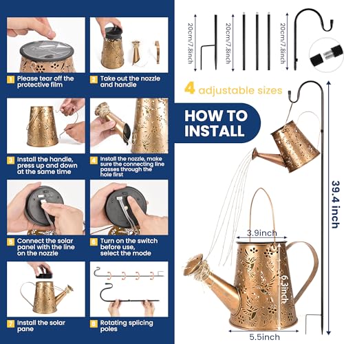Solar Watering Can Lantern for Outside, 2 Pack Hanging Gift - size: Large - 2 Pack