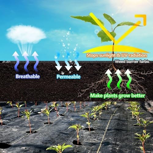 LAVEVE Heavy Duty Weed Barrier Landscape Fabric 4FT x 50FT - size: 4FT×50FT