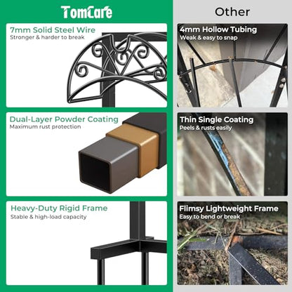 TomCare Garden Hose Holder, Heavy Duty Stand for 160FT Hose with 4 Spikes - color: Deep Black, size: 15.2″ W
