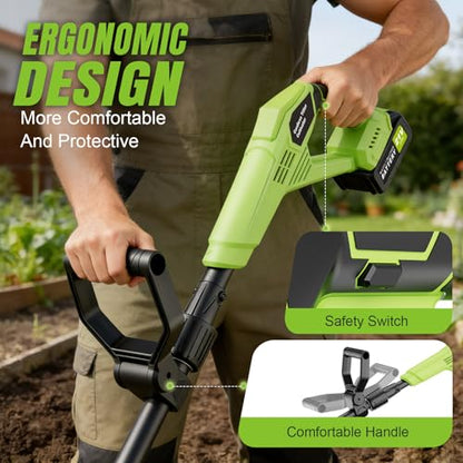 6000mAh Brushless Cordlees Tiller for Gardening,9" Width 7" Depth