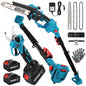 4 in 1 Pole Saw & Electric Pruning Shears Combo, 16Ft Reach, 2 Batteries