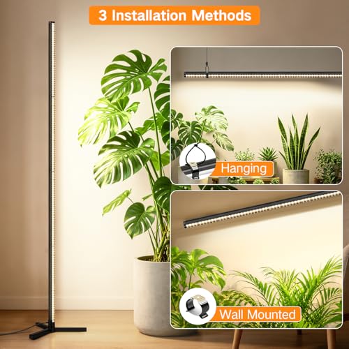 OUTON Standing Grow Lights for Indoor Plants, 60W Full Spectrum Plant Light - size: 6.4FT