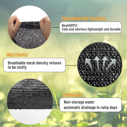 Cool Area Sun Shade Cloth Shade Net for Garden, 70% 6.5x16.5ft, Black - color: 70% Shade-Black, size: 6.5FTx16.5FT