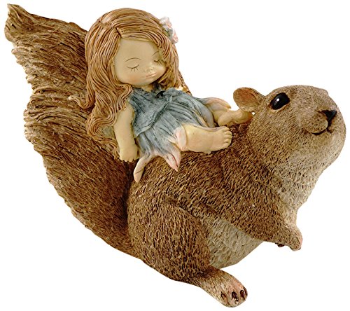 Top Collection Miniature Fairy Garden and Terrarium Statue, Little Fairy Sleeping on Squirrel - color: Little Fairy Sleeping on Squirrel