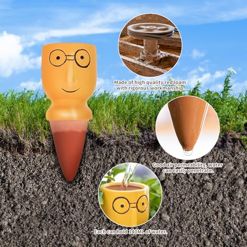 4 PCS Terracotta Watering Spikes, Self Plant Watering Globes