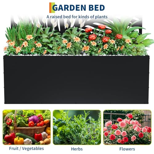 GarveeLife Metal Planter Box with Trellis 71"x47"x16", with Drainage Holes - color: Palm Leaf, size: no wheel