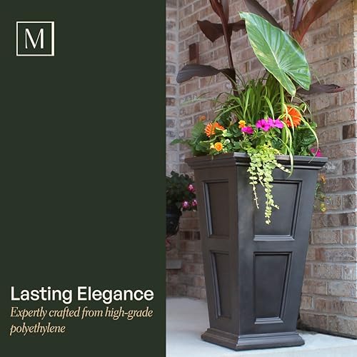 Mayne Fairfield 34in Self-Watering Tall Square Planter, White - color: White, size: 34in