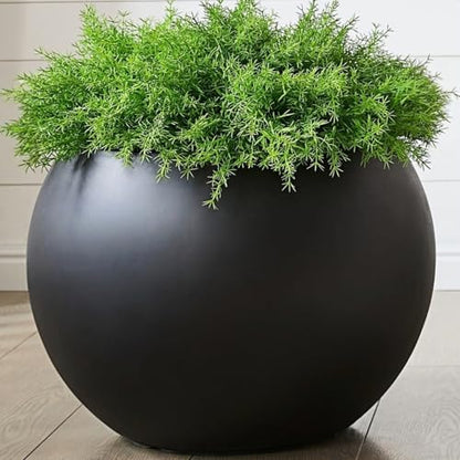 21.3"Dia x 14.8"H Extra Large Fiberstone Sphere Planter, Black Round Pot - color: Black, size: Extra Large