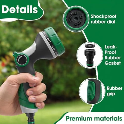 Garden Hose Nozzles,Hose Spray Nozzle with Adjustable 10 Watering Patterns - color: Green