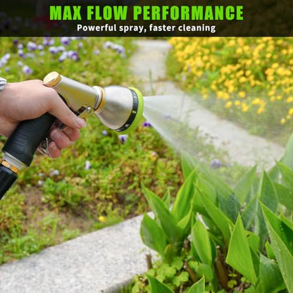 Besiter Garden Hose Nozzle Sprayer, Heavy Duty Metal Water Hose Nozzle - color: Green