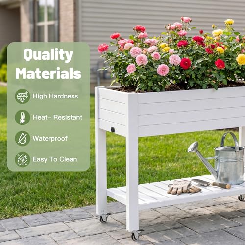 Fancyango Raised Garden Bed with Wheels 33.7" Hx2 -Ashen - color: Ashen, size: 33.7"Hx2