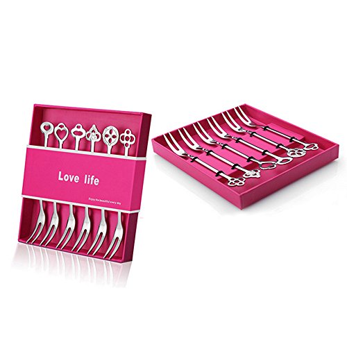6 Pack Small Forks for Appetizers Seafood Pickle Cocktail, Stainless Steel