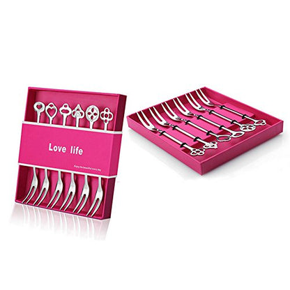 6 Pack Small Forks for Appetizers Seafood Pickle Cocktail, Stainless Steel