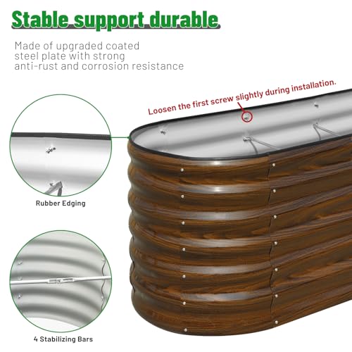 SnugNiture 2-Pack Galvanized Steel Raised Garden Bed Kit - 6x2x2 ft Metal Planter Boxes for Vegetables, Flowers, Herbs | Easy Assembly, Open Bottom Design, Brown - size: 6x2x2ft(2 Pack)