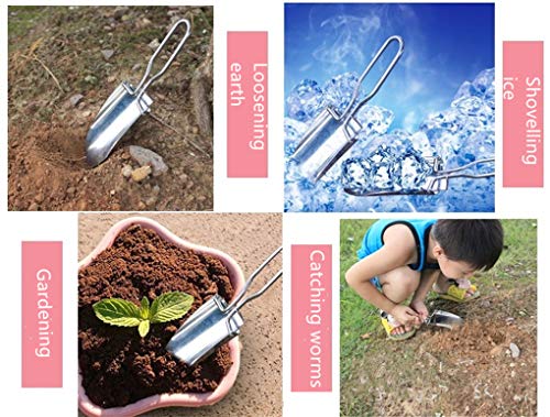 Toasis Garden Trowel Mini Outdoor Foldable Hand Shovel (Silver) - color: Silver