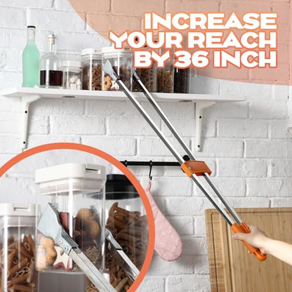 4 Pack 34" Reacher Grabber Tool, Lightweight Litter Pick up Sticks