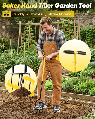 Saker Hand Tiller Cultivator with Foot Plate for Soil Loosening