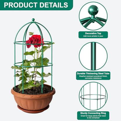 DoCred 6 Pack Peony Cage, 15.7" x 31.5" Metal Plant Support Garden Trellis - color: Green, size: 31.5"H x 15.7"W/6PC