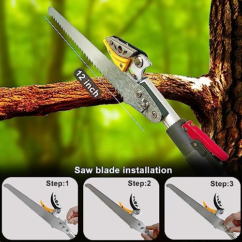 Telescopic Tree Trimmer 4.5-10 FT with 3 Section Length Adjustable, Cut and Hold Pruner, Pole Saw Extendable, Long Handle Fruit Picker, Branch Cutter, Clippers, Loppers