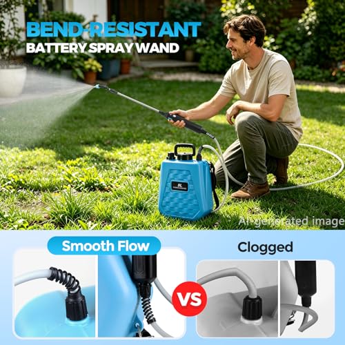 Battery Powered Sprayer Wand Rechargeable, 3 Nozzles for Tank & Garden Watering