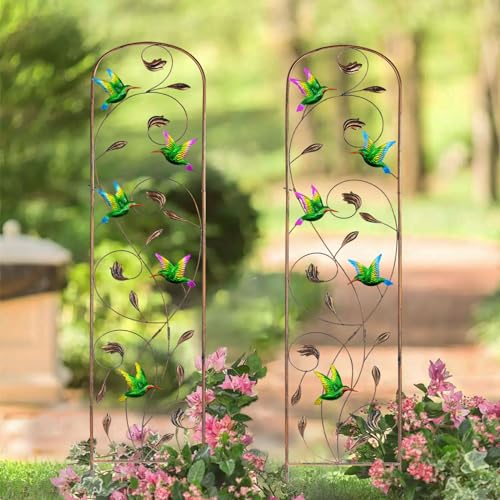 2 Pack Metal Garden Trellis for Climbing Plants - color: Hummingbird