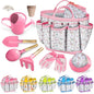 Kids Gardening Tool Set 18PCS Outdoor Toys Tote Bag Watering Can Apron Pink - color: Pink