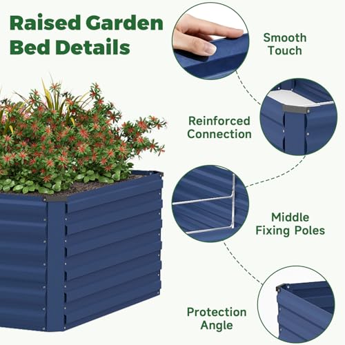 NAVINE 6x3x2ft Outdoor Metal Raised Garden Bed, Metal Planter Box, 2-Pack - color: Blue, size: 6x3x2 FT-2PC