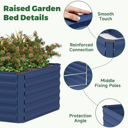 NAVINE 6x3x2ft Outdoor Metal Raised Garden Bed, Metal Planter Box, 2-Pack - color: Blue, size: 6x3x2 FT-2PC