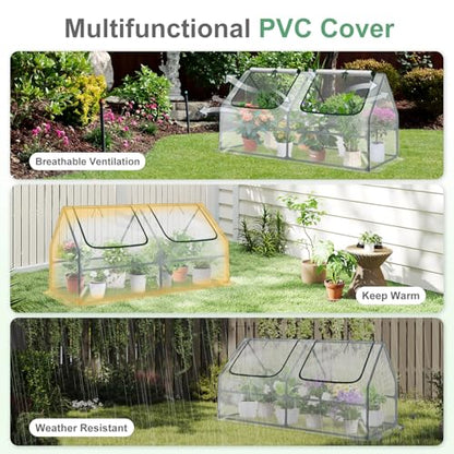 Aoodor 6 x 3 x 3 ft Mini Greenhouse - color: Transparent, size: 6 x 3 x 3 ft