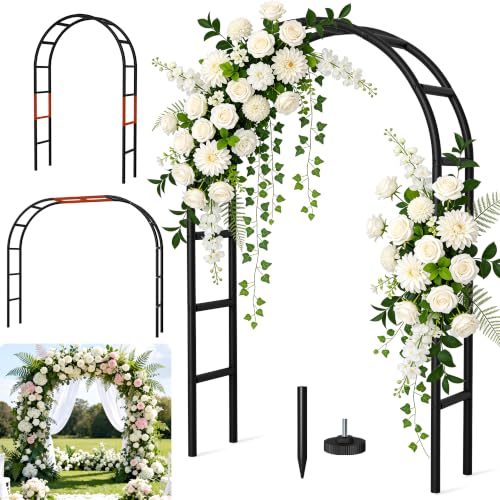 Thickened Rustproof Garden Arch Metal Trellis for Climbing Plants - color: Black