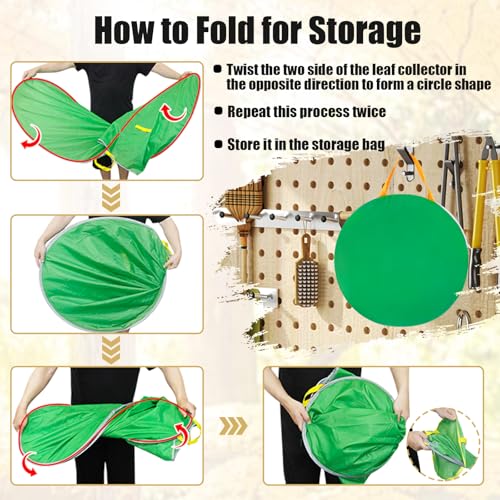 UQM Leaf Collector, Portable Pop Up Leaf Bags, Foldable Leaf Pick Up Tools - color: Green-Upgraded Large capacity