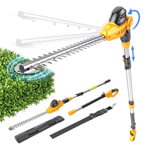 Ecarke Pole Hedge Trimmer Cordless Compatible with DeWalt 20V (Tool Only) - color: Yellow