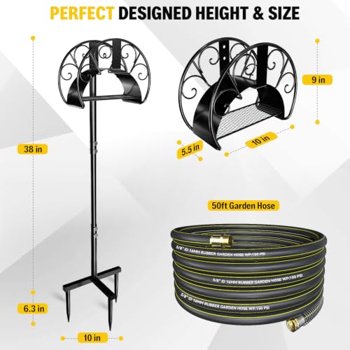 Garden Hose Holder with 50ft Kink Free Water Hose Kit