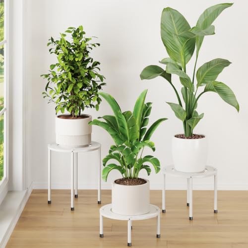 iDavosic.ly 3-Pack Metal Plant Stands for Indoor Outdoor, 10'' Small, White - color: White, size: 3 Packs