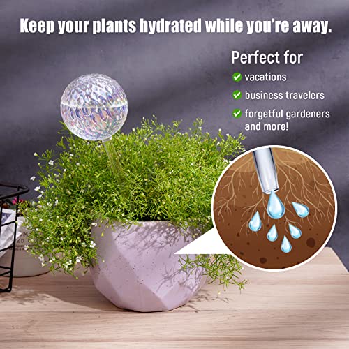 Tomorotec Glass Plant Self Watering Globes 2-Pack Pearl Luster Iridescent