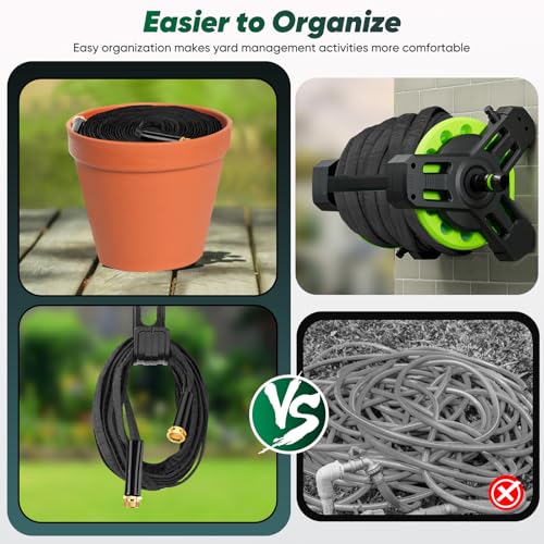 Toolasin Garden Hose 50 FT, Non-Expanding, Lightweight Water Hose with 3/4" - color: Black