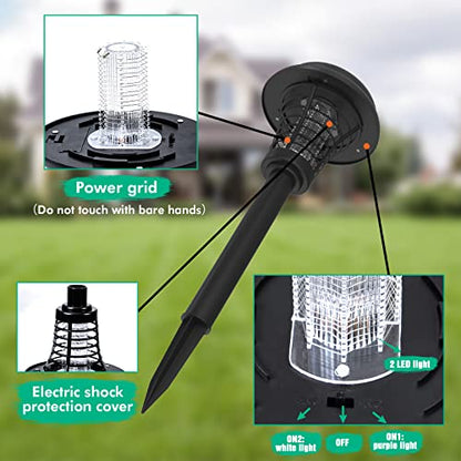 2 Pcs Solar Bug Zapper Outdoor Rechargeable Mosquito Fly Zapper Outdoor