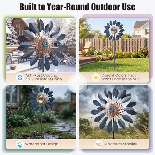 Wind Spinners Outdoor 84in Metal 360° Dual Direction Yard Garden Art Decor