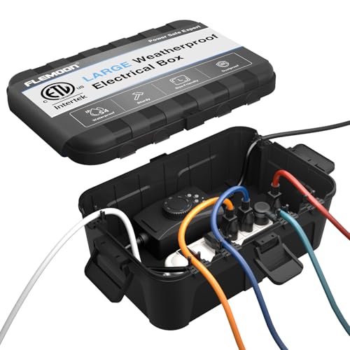 Flemoon Large Outdoor Electrical Box (12.5 x 8.5 x 5 inch), IP54 Waterproof Extension Cord Cover Weatherproof, Protect Outlet, Plug, Socket, Timer, Power Strip, Holiday Light Decoration, Black - color: Black, size: Large