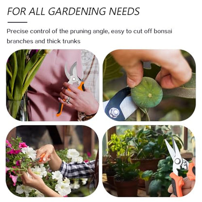 3Pcs Stainless Steel Garden Pruning Shears for Plants(Orange） - color: Orange