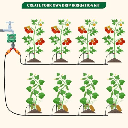 32Sets Irrigation Dripper Kit-Adjustable Water Drip Emitter & Support Stake